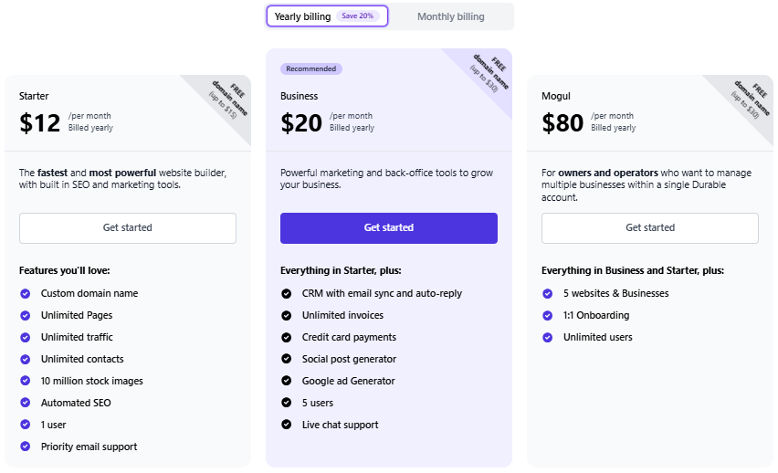 Durable Website Builder Reviews